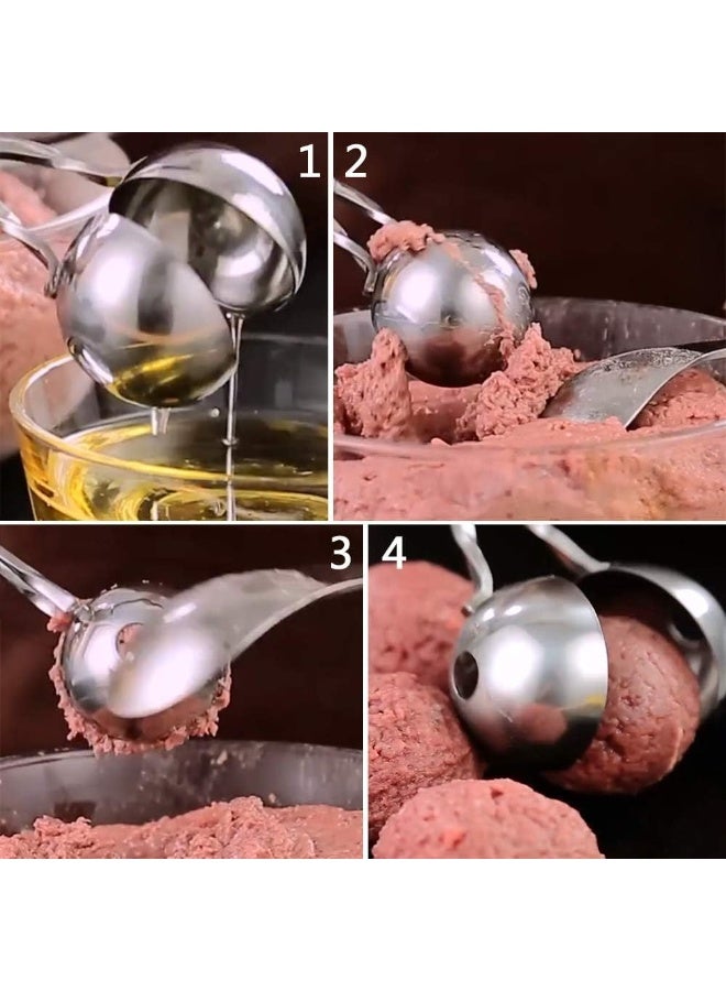 Meat Baller, 2  PCS None-Stick Meatball Maker with Detachable Anti-Slip Handles, Stainless Steel Meat Baller Tongs, Cake Pop, Ice Tongs, Cookie Dough Scoop for Kitchen (3.5cm & 4.5cm) - Image 5
